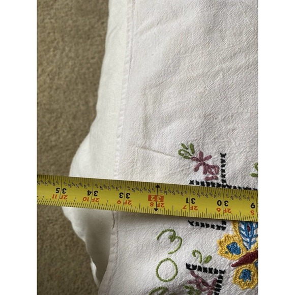 Vtg Embroidered Linen Tea Towel Monday Day of the Week Butterfly Cottagecore - Picture 6 of 7